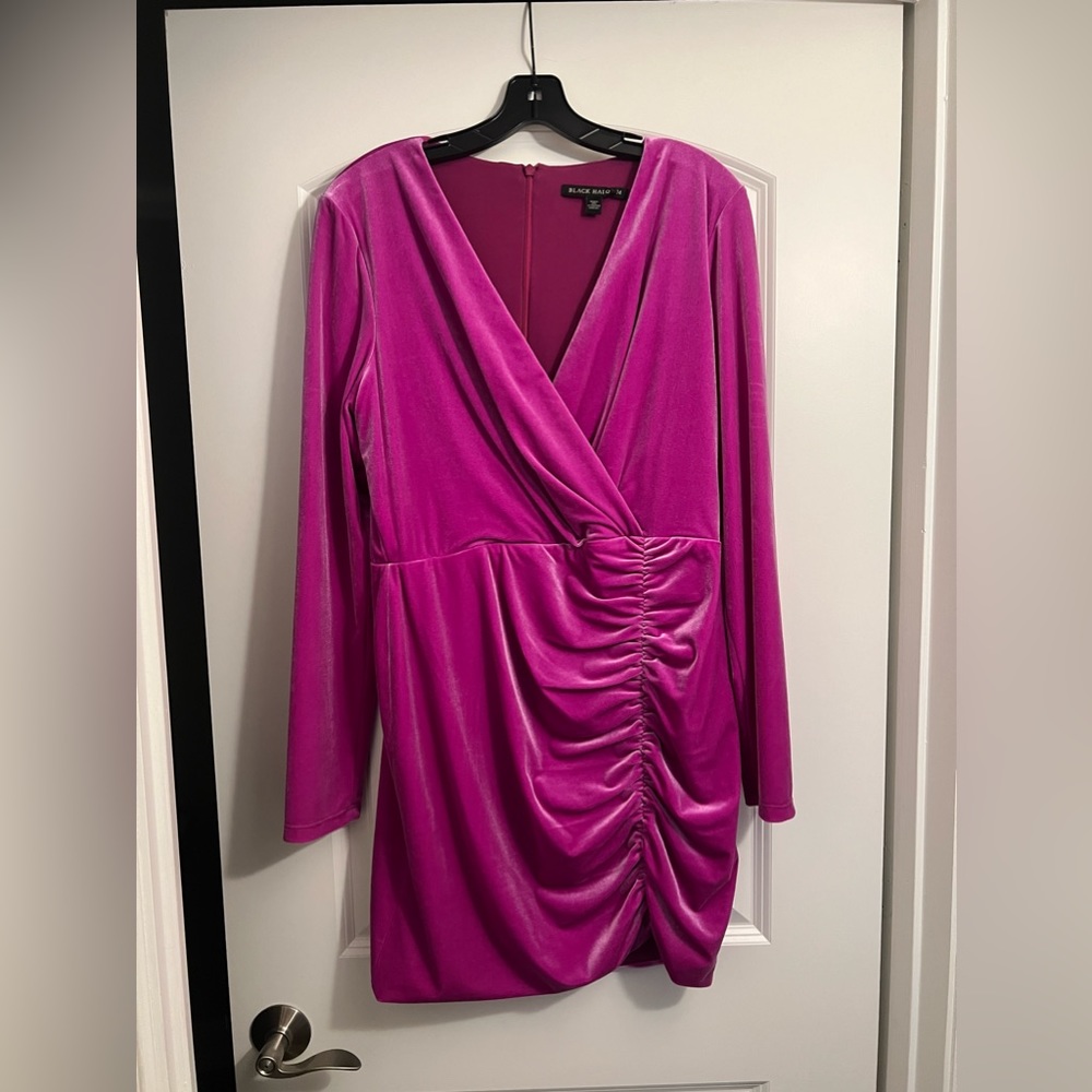 EUC Black Halo Como Dress Magenta Rose Sz 14